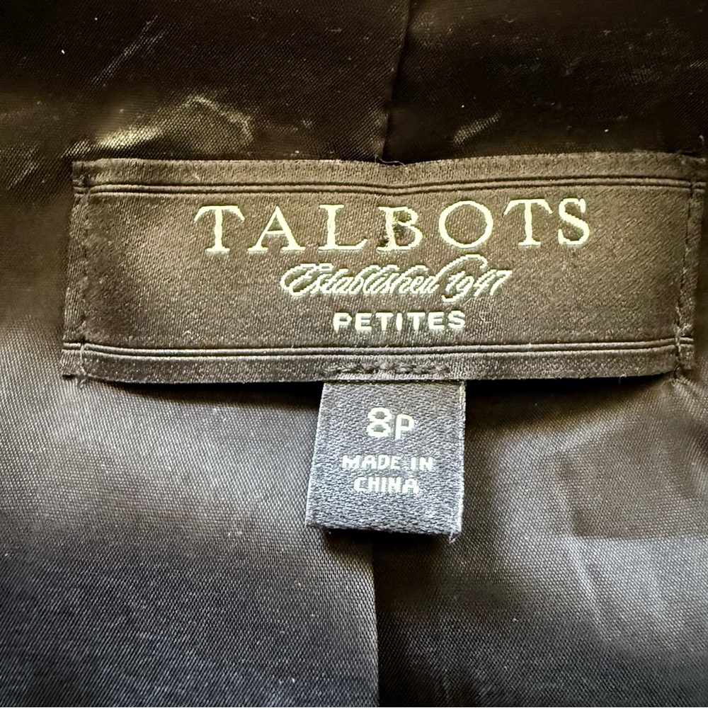 Talbots Black Ruffle Front Blazer 8P Career Wear Professional Jacket - Picture 11 of 13